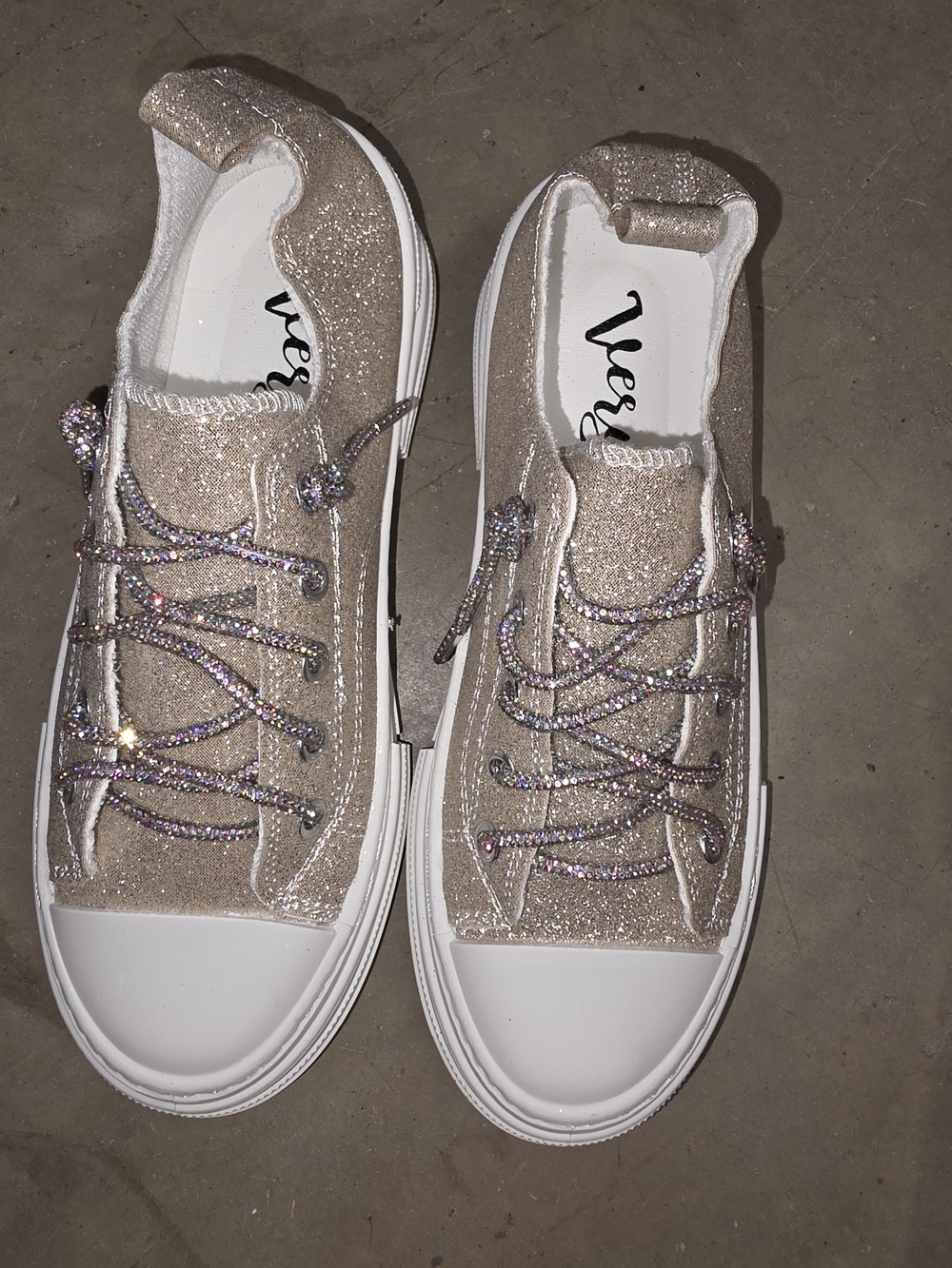 Very G. Sparkle Slip-On Sneakers in Champagne (NEW)